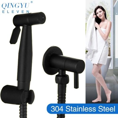 QINGYU ELEVEN bidet shower hand shower toilet bidet set black spray paint 304 stainless steel bidet hygienic shower set