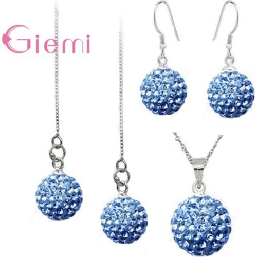 Real 925 Sterling Silver Charming Elegant Love Gifts For Women/Girlfriend Necklace Pretty Wedding Set Wedding Bijoux