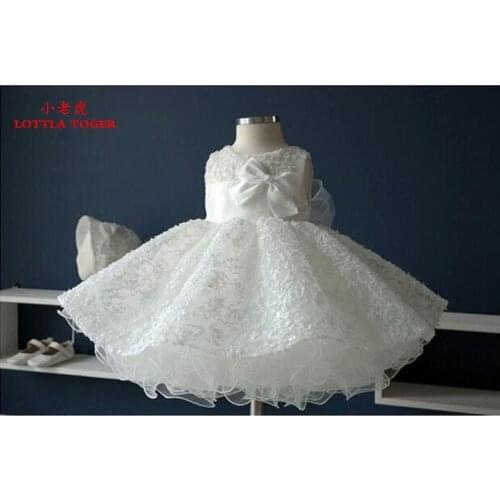 Newest Infant Baby Girl Birthday Party Dresses Baptism Christening Easter Gown Toddler Princess Lace Flower Dress for 0-2 Years