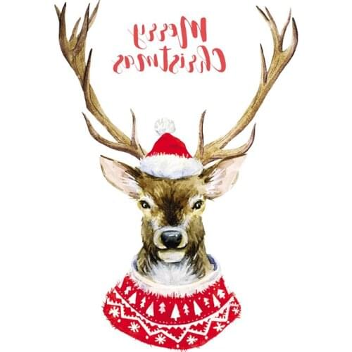 New Christmas Patches Heat Transfer Vinyl Decals Iron On Patches For Kids Clothes Diy Washable SantaS Elk Stickers