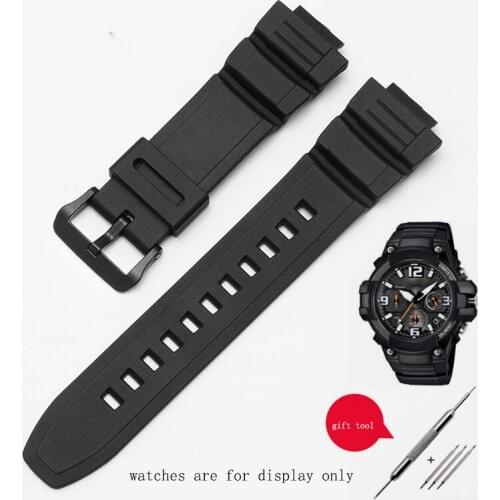 PEIYI Soft silicone watchband black bracelet Replacement rubber strap for MCW-100H/110H/W-S220/HDD-S100 mens watch accessories