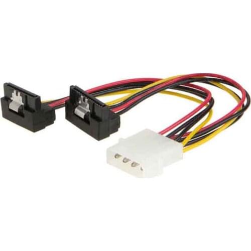 90 degree Molex Male to 2x 15P Female SATA Y Splitter Adapter Power CORD cable