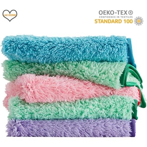3PCS Kitchen Towel 10x10 Inch Household Cleaning Cloth Super Water Absorption Coral Fleece Rags Microfiber Dust Removal Towels