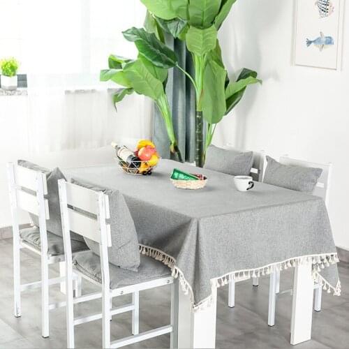 Simple Anti-scalding Insulation Solid Color Cotton and Linen Rectangular Coffee Mat Tablecloth Dinning Round Table Decoration