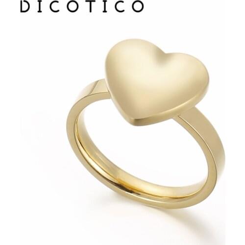 Simple Big Heart Rings For Women Gold Silver Color Stainless Steel Mujer Anillos Wedding Bands Ring For Women Bague Gift 2021