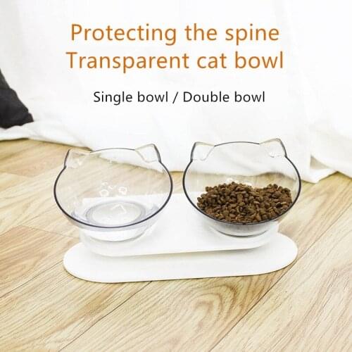 Dropshipping 2021 Best Selling Products Cute Cat Double Bowl Anti-slip Slow Eating Bowls for Cats Sphinx Transparent Cat Bowl