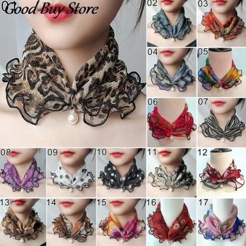 Ruffle Chiffon Scarf Pearl Lace Variety Scarves Women Elegant Summer Beach Shawl Wraps Flower Colar Fashion Ladies Bandana