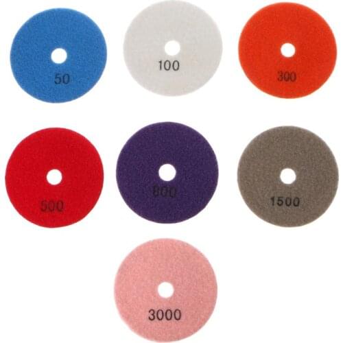 7pcs/Lot Grinding Discs 4" Wet Diamond Polishing Pad for Glass Granite Marble Stone Grinding Wheel Flexible Sandpaper