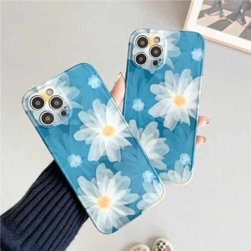 Ins Daisy Silicone Phone Case For iPhone 11 12 Pro Max Mini XR X XS Max 78 plus SE2020 Dirt-resistant Flower Soft Back Cover