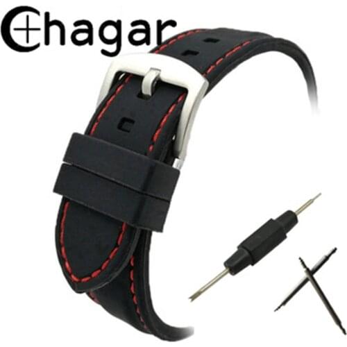 Silicone Watchband Black Diver Waterproof straps with Brushed Stainless Steel Buckle Sport Wristband Replacement belt 20-26mm