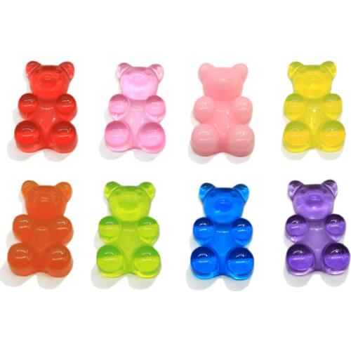 Mix Jelly Color Bear Charm Flat Back Resin Cabochon Kawaii Decoration Craft DIY Jewelry Making Hair Accessories Scrapbook