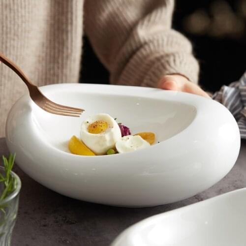 Creative White Ceramic Tableware Household Special-shaped Cold Dish Storage Tray Five-star Hotel Kitchen Supplies Tableware