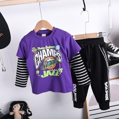 Spring Autumn 2021 Baby Boys Clothing Sets Long Sleeve Boys T-Shirts With sweatpants Boy Suits 2-7T Childrens Tracksuit
