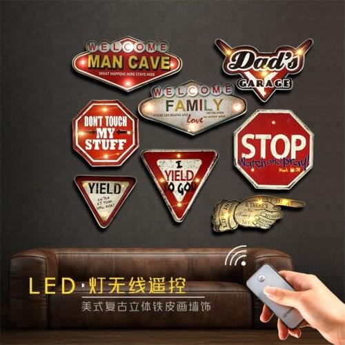 Vintage wrought iron wall hanging LED light for dining room cafe creative restaurant Battery remote control wall lamp loft decor