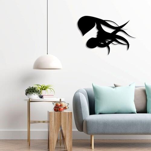 Woman with Flying Hair Wall Room Home Accessory Wooden Table 50x33cm