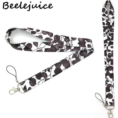 24pcs Black and white petals Keychain Lanyards Id Badge Holder ID Card Pass Gym Mobile Phone Badge Holder Key Strap decorations