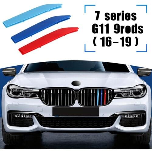 Dropship 3pcs Car 3D M Styling Front Grille Trim Bumper Cover Strip Strips Stickers Cover for BMW 7 Series G11 2016-2019