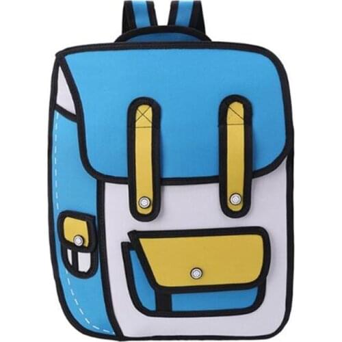 3D Jump Style 2D Drawing From Cartoon Paper Backpack Shoulder Bag Comic Bookbag Hot