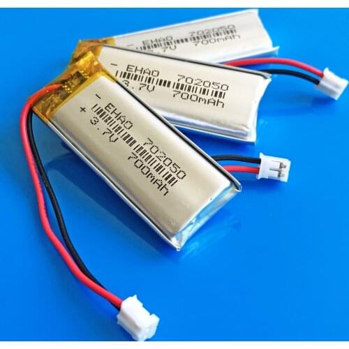 5 pcs 3.7V 700mAh lithium polymer lipo Rechargeable battery JST PH 2.0mm 2pin for MP3 GPS DVD bluetooth recorder camera 702050