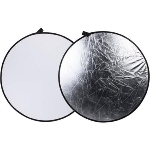 80cm 2 in 1 Silver/White Collapsible Light Round Photography Reflector Light Diffuser for DSLR Photo and Studio
