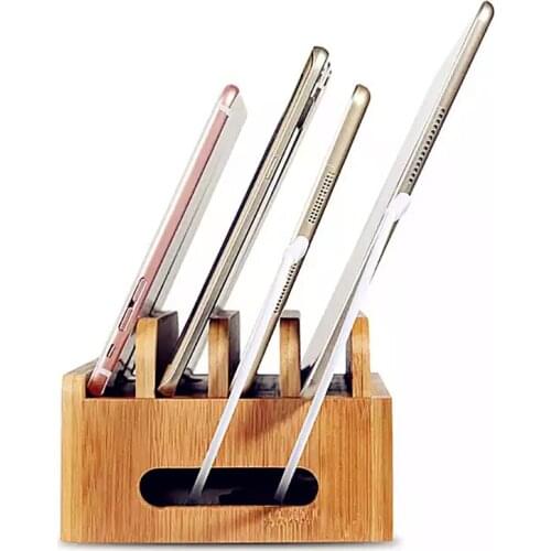 Bamboo Phone Charging Base Holder Household Desktop Mobile Phone Tablet Holders Mobile Phone Charge Dock Brackets Stands Support
