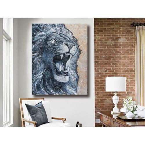Large Size Wall art animal Lion Canvas Painting For Living Room Home Decoration Oil Painting On Canvas Wall Painting Unframed