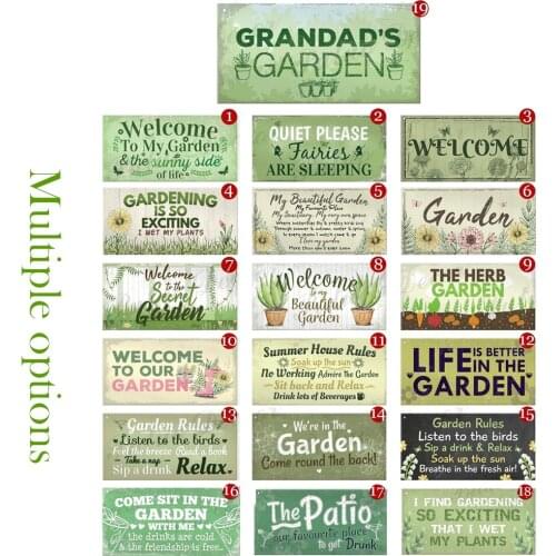 20x10cm Garden Plaques Wooden Letter Printed Hanging Sign For Window Door Wall Decor Home Garden Yard Wood Plaques Decoration