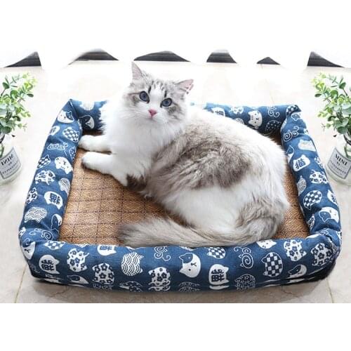 Summer Pet Mat Dog Supplies Square Dog Mattress Detachable and Washable Cool Nest Cat Mat Bed Bed for Soft Pet Bed Accessories