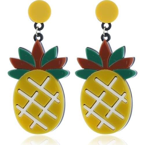 Fashion personality Acrylic Fruit pineapple/Lemon Slice Lady Dangle earrings jewelery one pair y1277