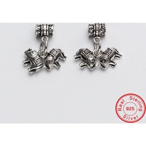 UQBing Fashion 925 Sterling Silver DIY Vintage Elephant Charms Bracelets Jewelry Findings 2019