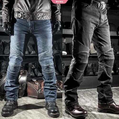 Mens Motorcycle Jeans Safety Protection Lining Long Pants With Free Padding