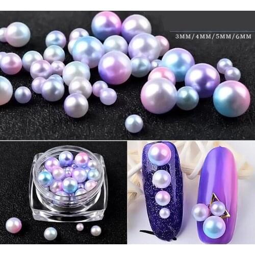 Semi-circle Pearl Mermaid Pearl Bead Gradient Nail Decoration White Mixed Size 3mm/4mm/5mm/6mm Manicure 3D Nail Decoration