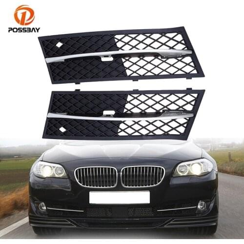 POSSBAY Car Front Lower Bumper Grilles Black Fog Light Cover Vent for BMW 5 Series F10/F18 Sedan/Wagon Pre-facelift 2011-2013