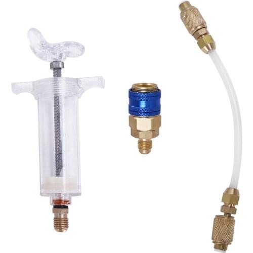 1/4 SAE R134 Manual Oiler A/C Oil Injector Adapter NEW HOT Oil/Dye Injector 30Ml 1 Oz with Low Side Quick Coupler Adapter