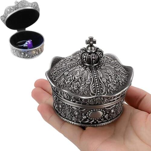 Crown Jewelry Box Korean Princess Metal Wedding Bracelet Necklace Earrings Ring Jewelry Display Organizer Decorative Box Case