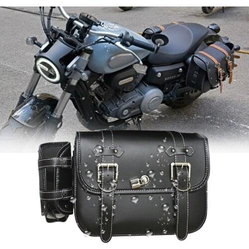For Harley Sportster XL883 XL1200 Universal Motorcycle Saddlebag Model Side PU Leather Luggage Saddle bag Storage Tool Pouch