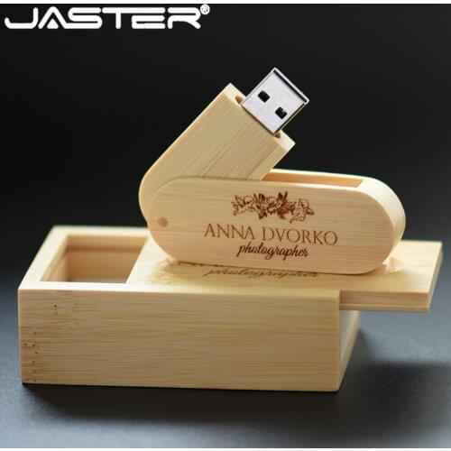 JASTER (over 1 PCS free LOGO) walnut Wood USB + box pendrive 4GB 16G 32GB 64GB USB Flash Drive Memory stick photography gift