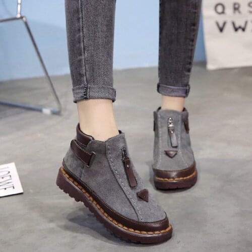 Woman White Shoe Ankle Boots Velvet Warm Platform Female Vintage Casual Flat Sneaker Leather Lady Snow Zapatos Large Size 35-43