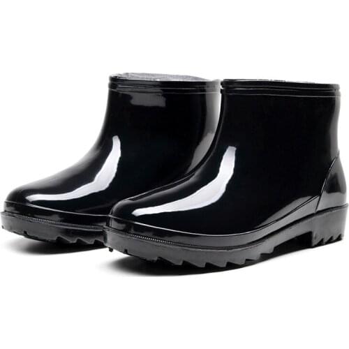 Winter Fashion Men Rain Boots PVC Thick Wear-resistant Water Shoes Waterproof Wear-resistant Rubber Shoes Casual Low Water Shoes