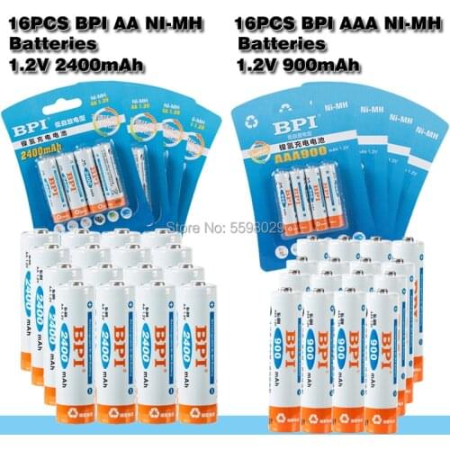 16Pc/4card 1.2V 2400mAh AA Batteries +16Pcs/4card 900mAh AAA Batteries NI-MH AA/AAA Rechargeable Battery