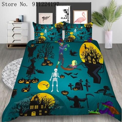 3D Halloween Printing 3pcs Duvet Cover Set Luxury Quilt Cover Adult Child Bed Sheet And Pillowcase Comforter Bedding Set