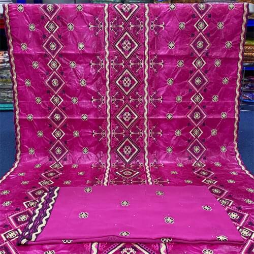 African bazin riche fabric with brode Latest fashion embroidery bazin lace fabric with net lace 5 yards 2L072202