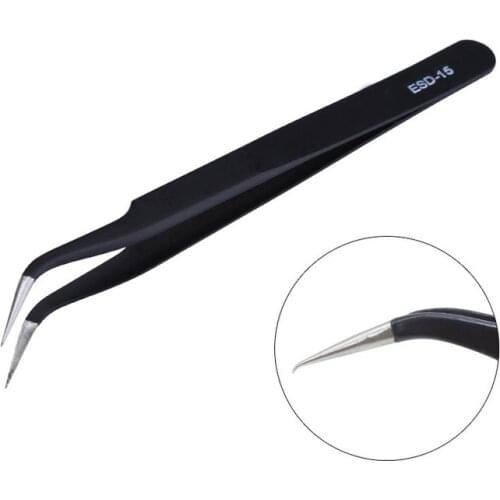 Anti-static Precision Elbow Tweezers Pinzas Pincet Stainless Steel ESD Tweezer Electronics welding Repair Tools