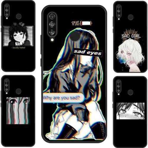 Sad Japanese Anime Aesthetic For Huawei P40 Lite P20 P30 Pro Mate 20 Lite Nova 5T P Smart 2019 Case For Honor 8X 9X 10i