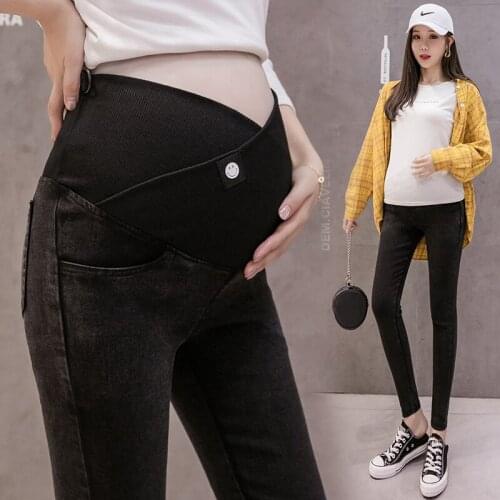 Low Waist Women Maternity Jeans Clothes for Pregnant Women Elastic Thin Pencil Feet Pregnancy Pants Women Denim Skinny Trousers