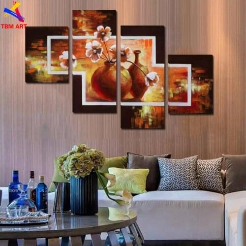 4PCS Thick Texture Hand Painted Modern Abstract Oil Painting on Canvas Wall Art Gift No Frame for Living Room Decoration TH027