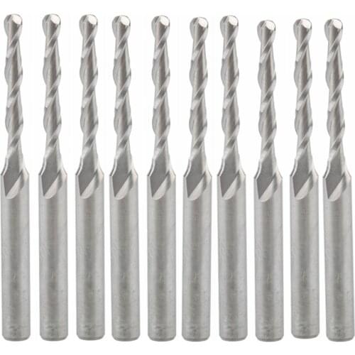 10pcs 1/13" 2mm 2 Flutes Carbide Ball Nose End Mills CNC bits 17mm Flute Length