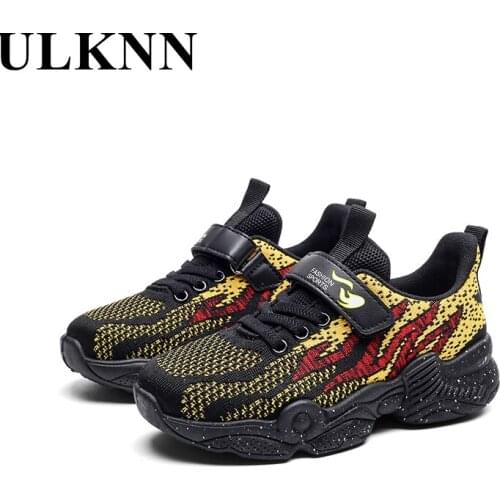 ULKNN Boys Breathable Sneakers Kids 2021 Autumn Latest Casual Soft Sole Hook And Loop Red Children Shoes Kid Black Male Sneakers