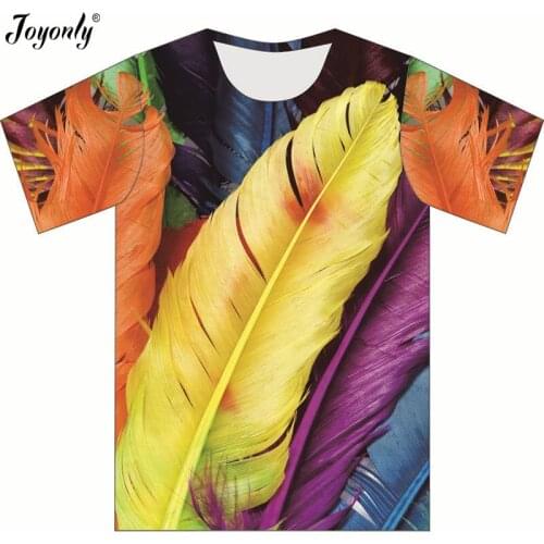Joyonly 2018 Summer Boys/Girls Printing Colorful Feather T shirt Children 3D T-shirt Clothes Tshirt Boy Cool Casual Tees Tops
