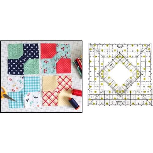 Quilting Ruler, Square Quilting Templates Ruler Stencils, Clear Patchwork Sewing Cutting Craft Ruler DIY Hand Sewing Tools